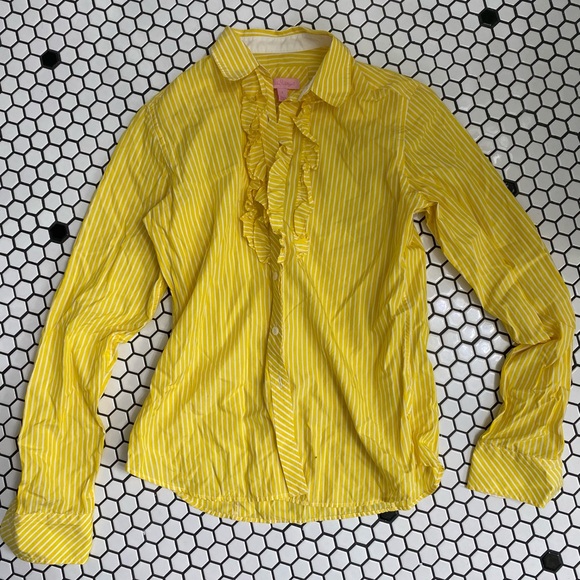 Lily Pulitzer Jonni shirt stripe w ruffles size 8 - Picture 1 of 5